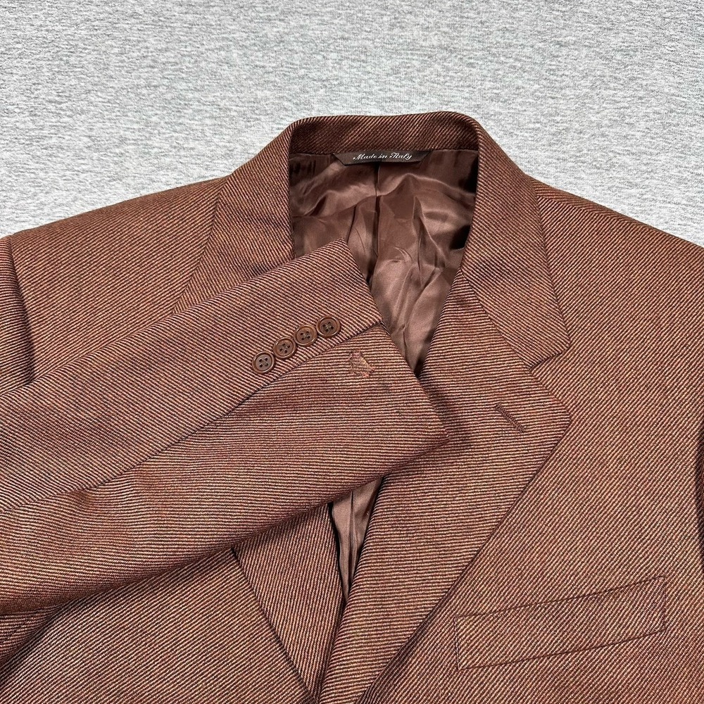 CANALI Suit Jacket Blazer Mens US 44 Brown Wool Three Button Italy Made FLAWS